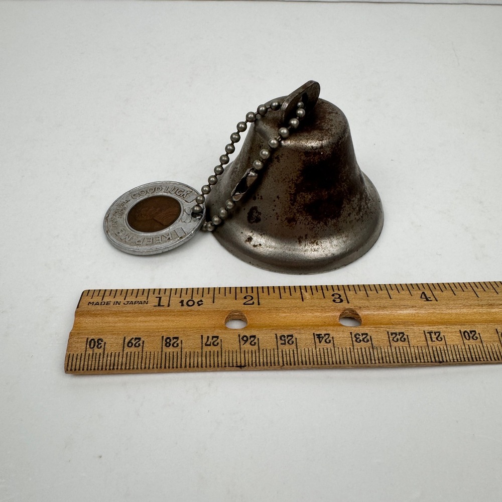 Vtg Keep Me Have Good Luck Bell w Penny Scranton PA Tom Evans Agency Collectible